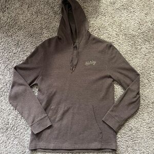 Hurley Men's Brown Fairfax Thermal Long Sleeve Hoodie Waffle Knit Size Small